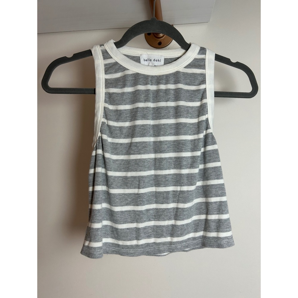 Bella Dahl Striped Ribbed Tank Top White Gray‎ Size S
